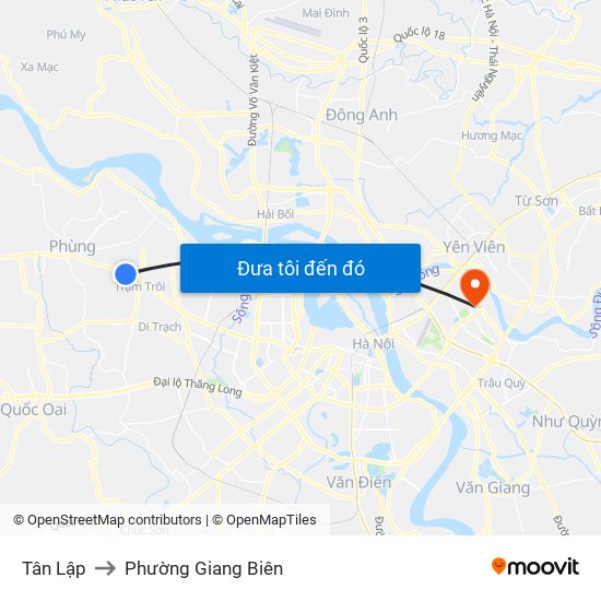 Tân Lập to Phường Giang Biên map