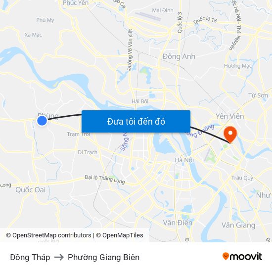 Đồng Tháp to Phường Giang Biên map