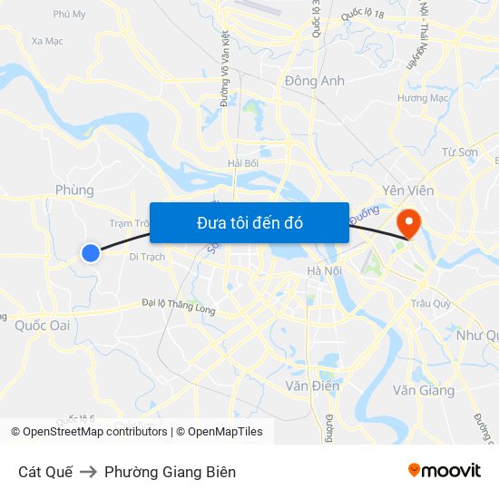 Cát Quế to Phường Giang Biên map