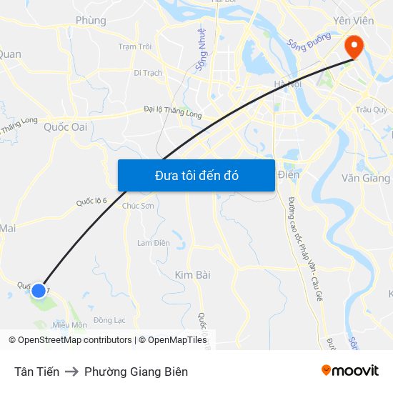 Tân Tiến to Phường Giang Biên map