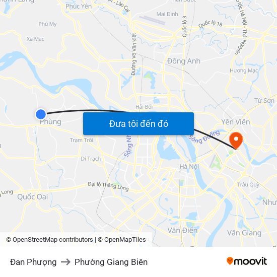 Đan Phượng to Phường Giang Biên map