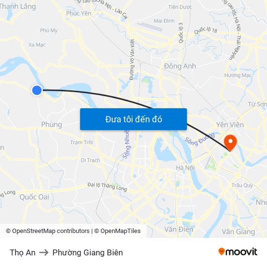 Thọ An to Phường Giang Biên map