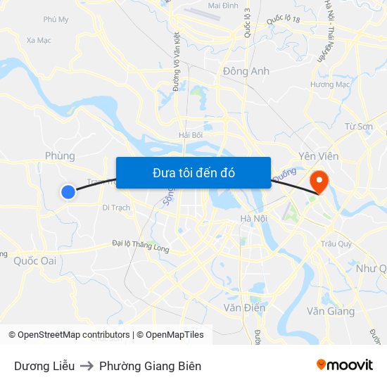 Dương Liễu to Phường Giang Biên map