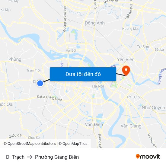 Di Trạch to Phường Giang Biên map
