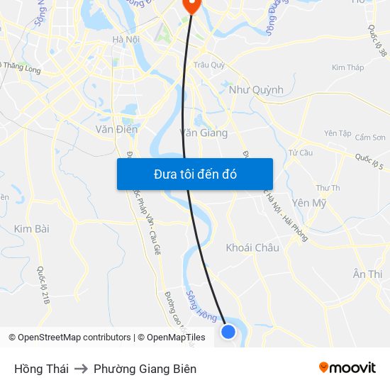 Hồng Thái to Phường Giang Biên map