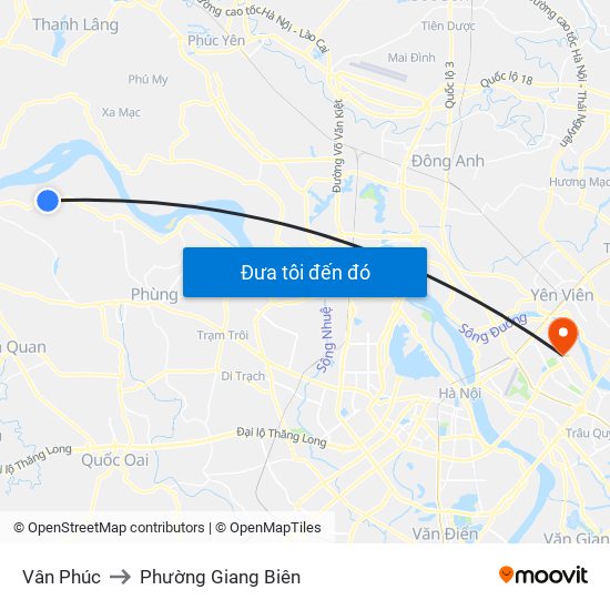 Vân Phúc to Phường Giang Biên map