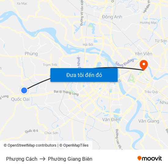 Phượng Cách to Phường Giang Biên map