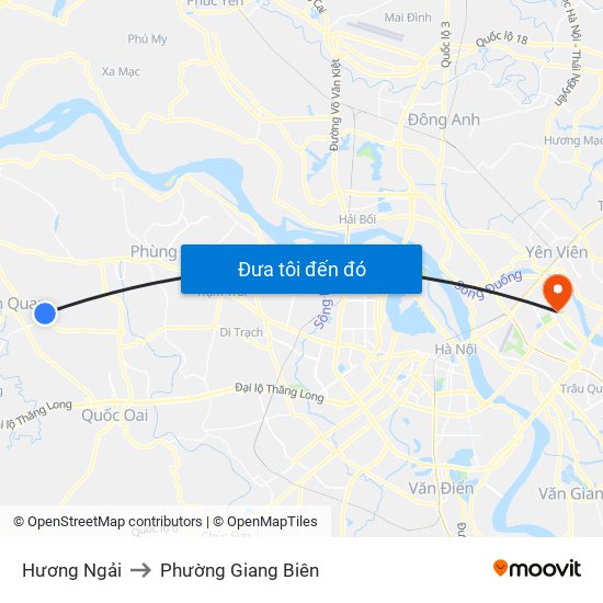 Hương Ngải to Phường Giang Biên map
