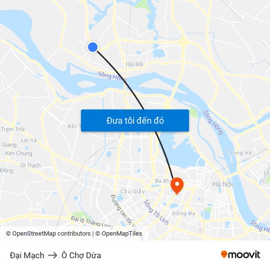 Đại Mạch to Ô Chợ Dừa map