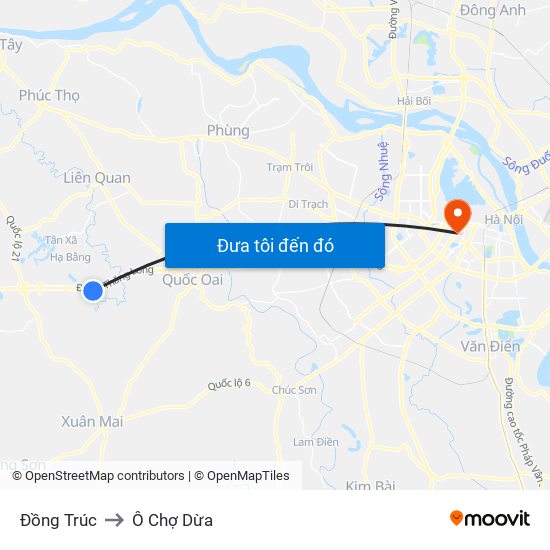 Đồng Trúc to Ô Chợ Dừa map