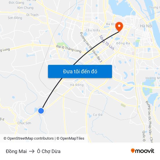 Đồng Mai to Ô Chợ Dừa map