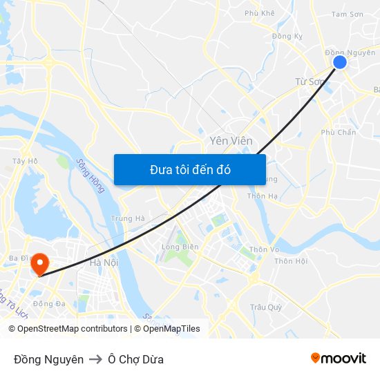 Đồng Nguyên to Ô Chợ Dừa map
