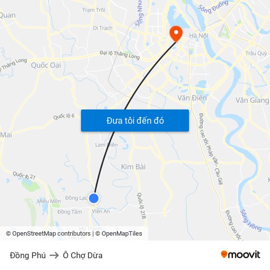 Đồng Phú to Ô Chợ Dừa map