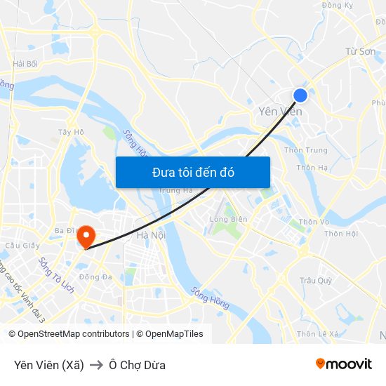 Yên Viên (Xã) to Ô Chợ Dừa map
