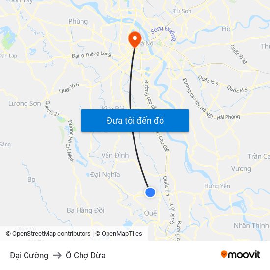 Đại Cường to Ô Chợ Dừa map