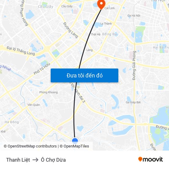 Thanh Liệt to Ô Chợ Dừa map