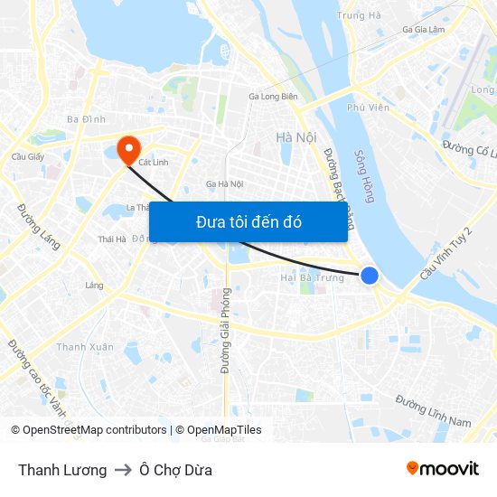 Thanh Lương to Ô Chợ Dừa map