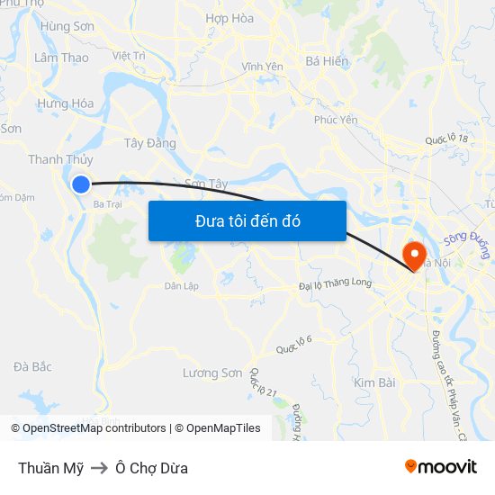 Thuần Mỹ to Ô Chợ Dừa map