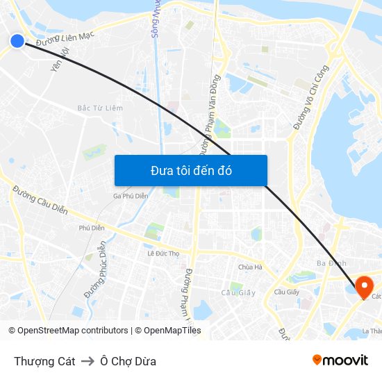 Thượng Cát to Ô Chợ Dừa map