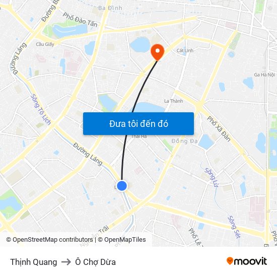 Thịnh Quang to Ô Chợ Dừa map