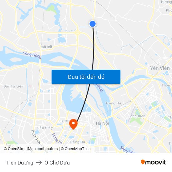 Tiên Dương to Ô Chợ Dừa map