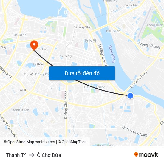 Thanh Trì to Ô Chợ Dừa map