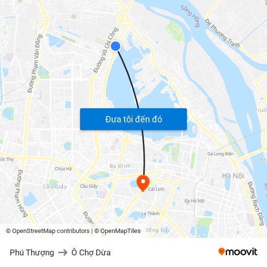 Phú Thượng to Ô Chợ Dừa map