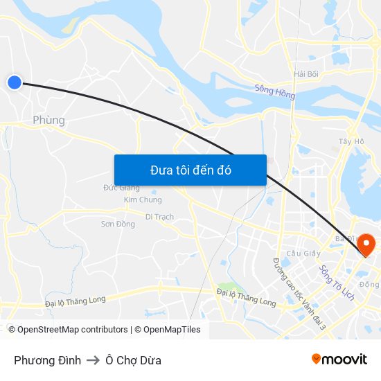 Phương Đình to Ô Chợ Dừa map