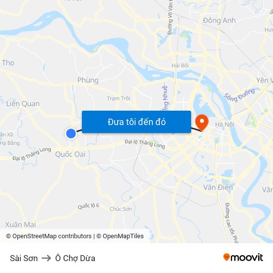 Sài Sơn to Ô Chợ Dừa map