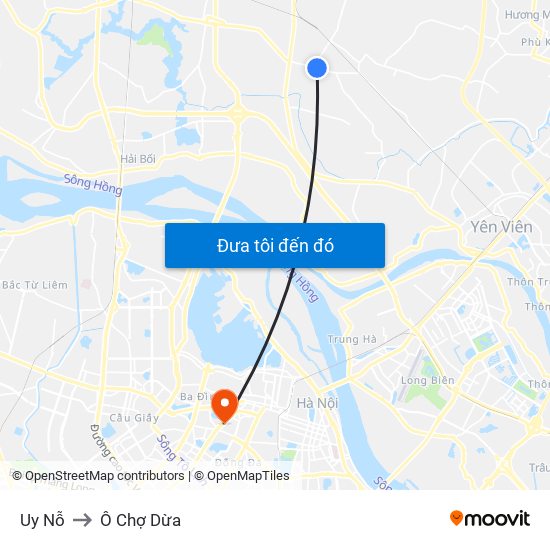 Uy Nỗ to Ô Chợ Dừa map