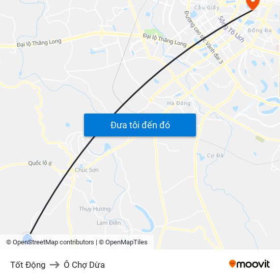 Tốt Động to Ô Chợ Dừa map