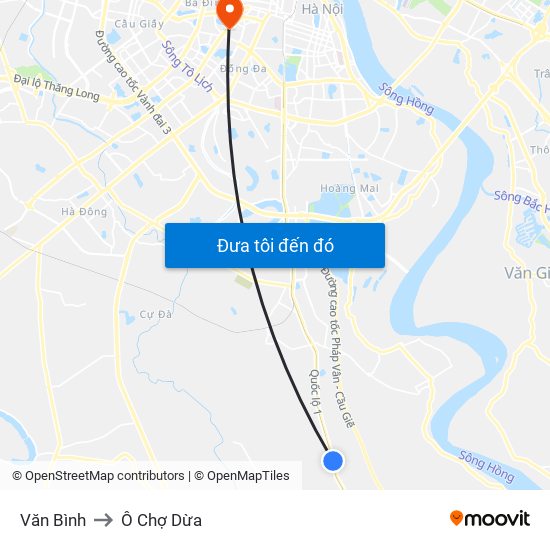Văn Bình to Ô Chợ Dừa map