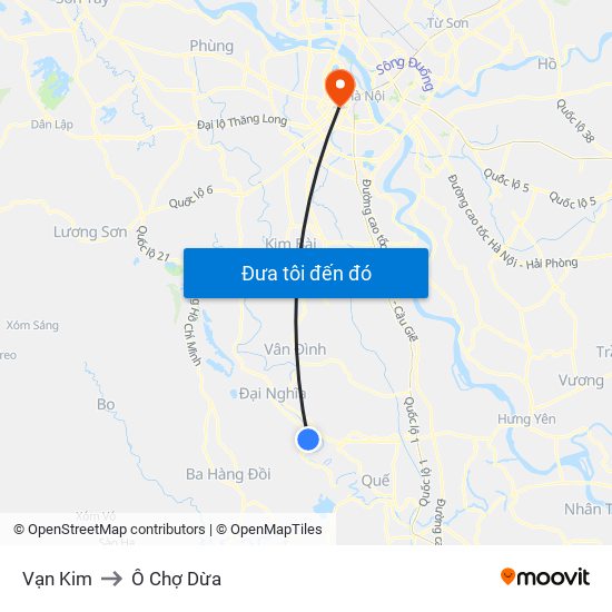 Vạn Kim to Ô Chợ Dừa map