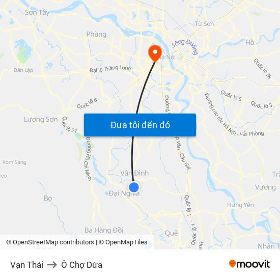 Vạn Thái to Ô Chợ Dừa map