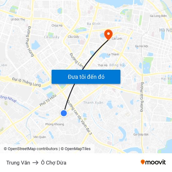 Trung Văn to Ô Chợ Dừa map