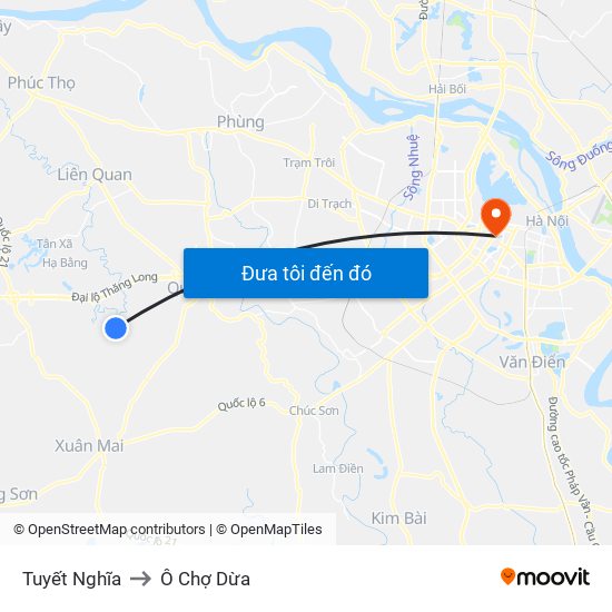 Tuyết Nghĩa to Ô Chợ Dừa map