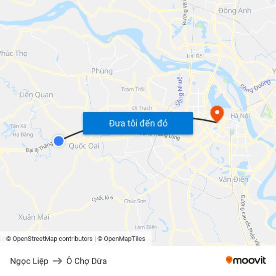 Ngọc Liệp to Ô Chợ Dừa map