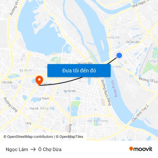 Ngọc Lâm to Ô Chợ Dừa map