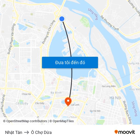 Nhật Tân to Ô Chợ Dừa map