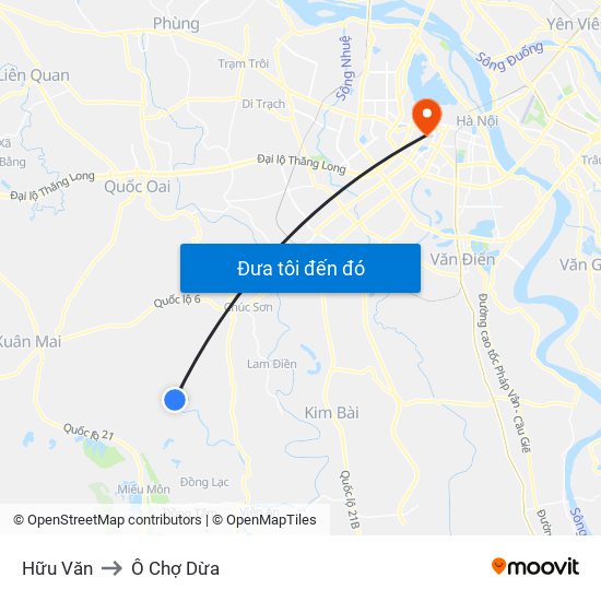 Hữu Văn to Ô Chợ Dừa map