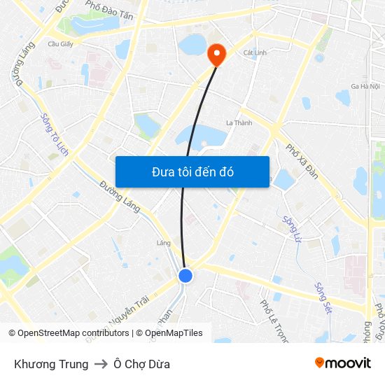 Khương Trung to Ô Chợ Dừa map