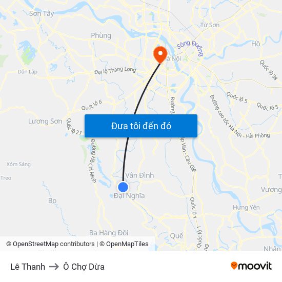 Lê Thanh to Ô Chợ Dừa map
