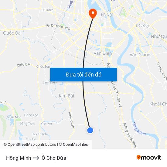 Hồng Minh to Ô Chợ Dừa map