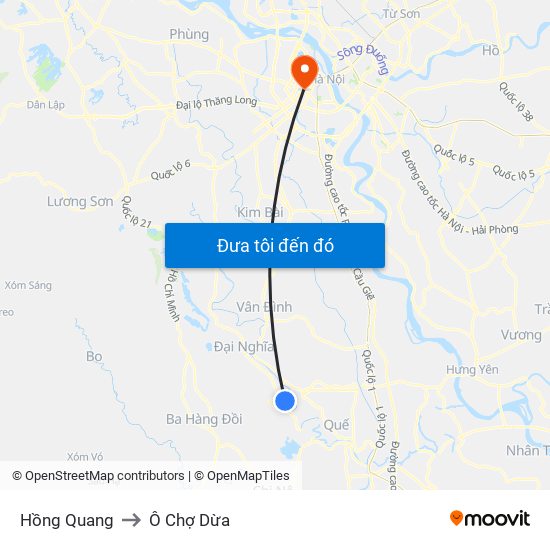 Hồng Quang to Ô Chợ Dừa map