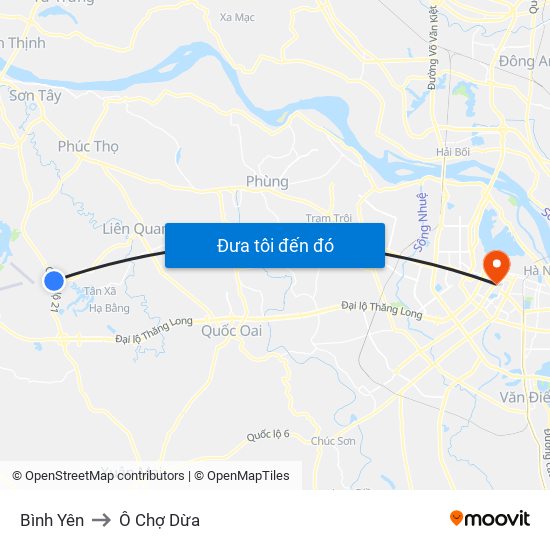 Bình Yên to Ô Chợ Dừa map