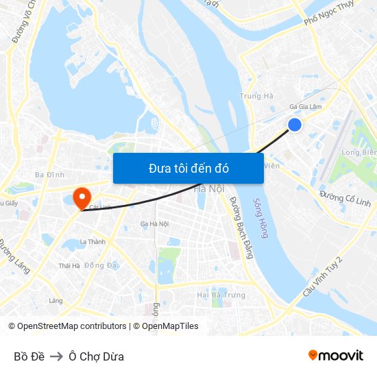 Bồ Đề to Ô Chợ Dừa map