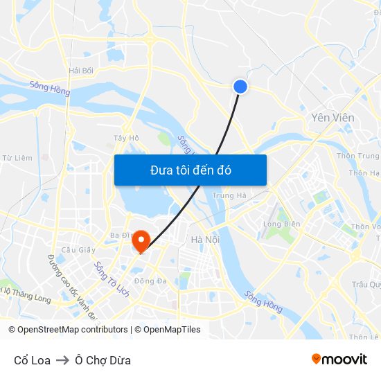Cổ Loa to Ô Chợ Dừa map