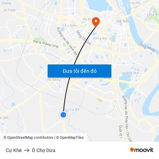 Cự Khê to Ô Chợ Dừa map