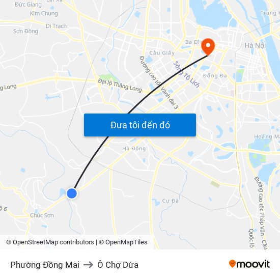 Phường Đồng Mai to Ô Chợ Dừa map