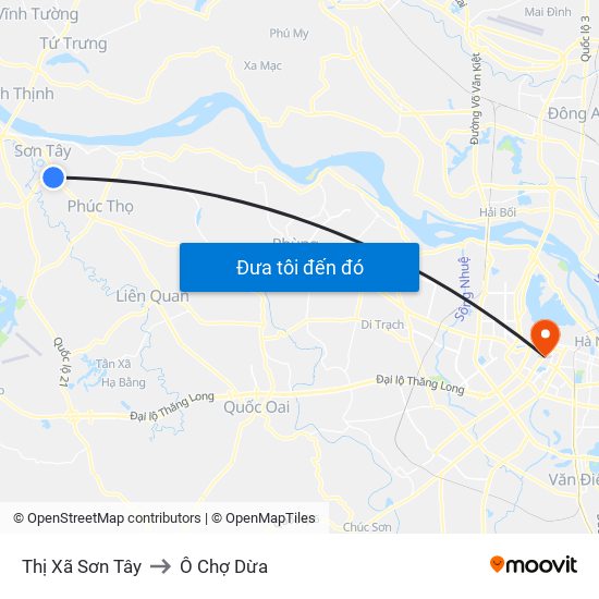 Thị Xã Sơn Tây to Ô Chợ Dừa map